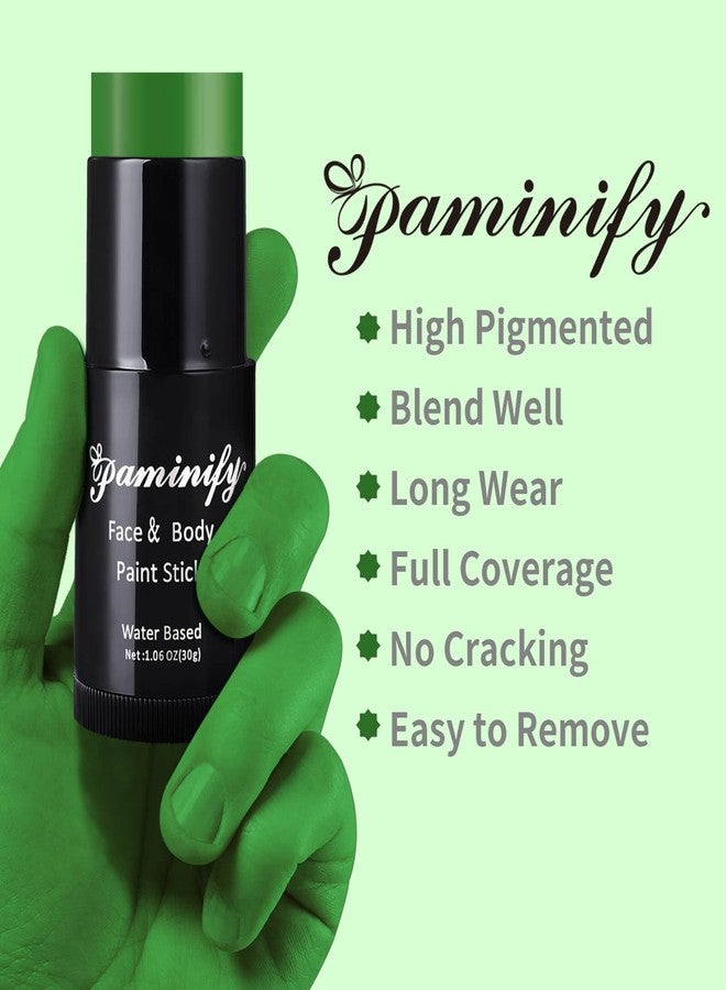 بامينفي قلم طلاء وجه أخضر ساحر من بامينيفاي، قلم طلاء جسم أخضر داكن مائي، طلاء وجه قابل للغسل مناسب لشخصيات إلفابا، وهالك، والتمويه، والصيد، والكوسبلاي، ومكياج مؤثرات خاصة احترافي لأزياء الهالوين، 1.06 أونصة - Image 2